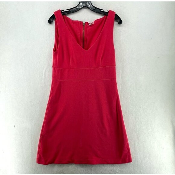 J.Crew A-Line Dress Women's Sz 6 Red V-Neck Back-Zip Stretch Sleeveless - Picture 1 of 10